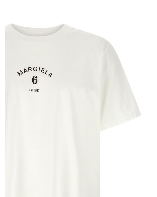 MM6 by Maison Margiela White Printed T-Shirt Cotton for men