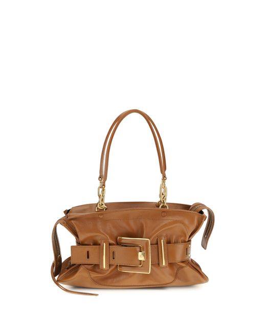 Balmain Brown Anthem Bag Calfskin Calf Suede Handbags
