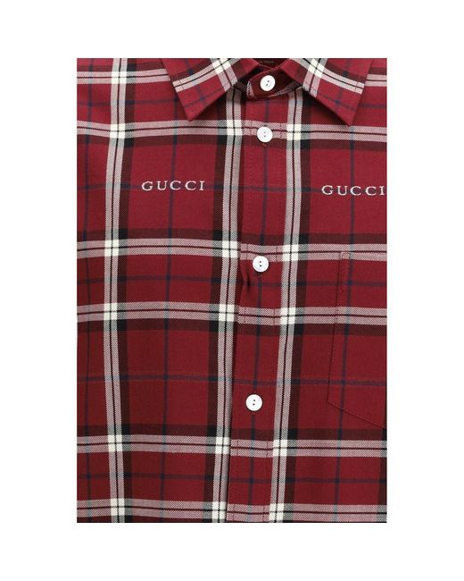 Gucci Red Cotton Pattern Shirt for men