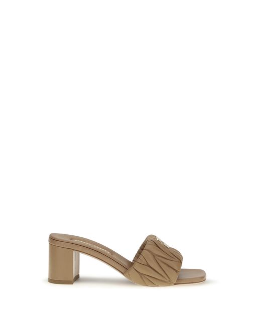 Miu Miu Multicolor Sandals Logo Plaque Lambskin Upper Lamb (Ovis Aries)