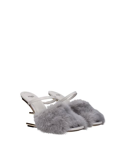 Fendi Metallic Mink Slippers