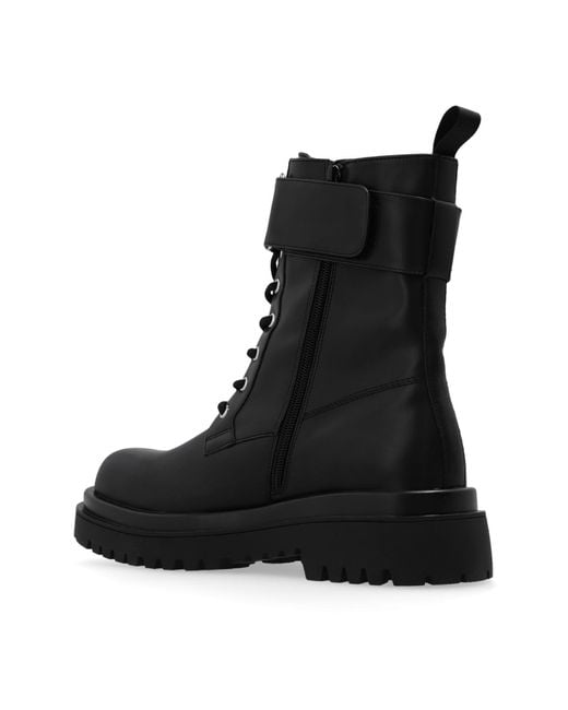 Versace Black Drew Logo Combat Boots