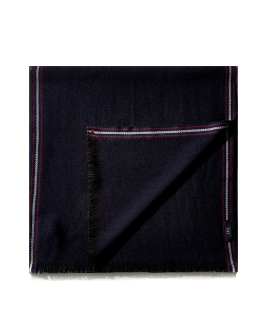 Fay Black Two-Tone Diagonal Weave Wool Scarf for men