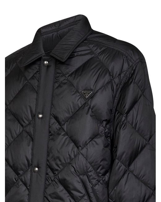 Prada Black Quilted Down Jacket Re-Nylon Recycled Polyester Padded for men