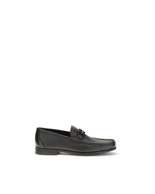 Ferragamo Black Calf Leather Bos Taurus Slip-On Men\'s Loafers FERRAGAMO Men main image 4