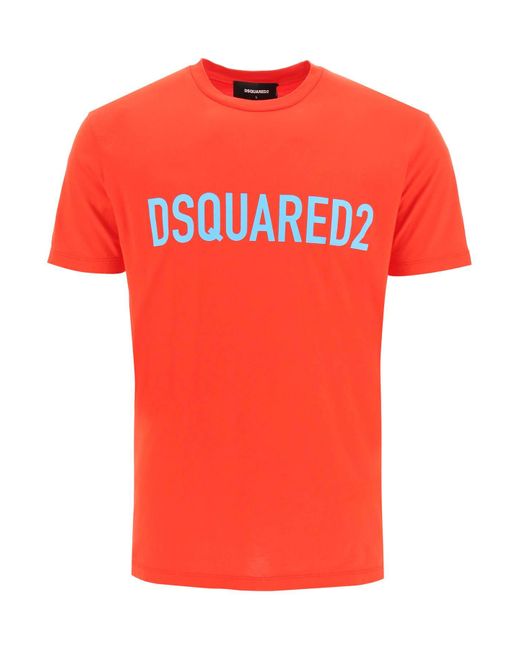 DSquared² Orange Cool Logo Print T-shirt for men