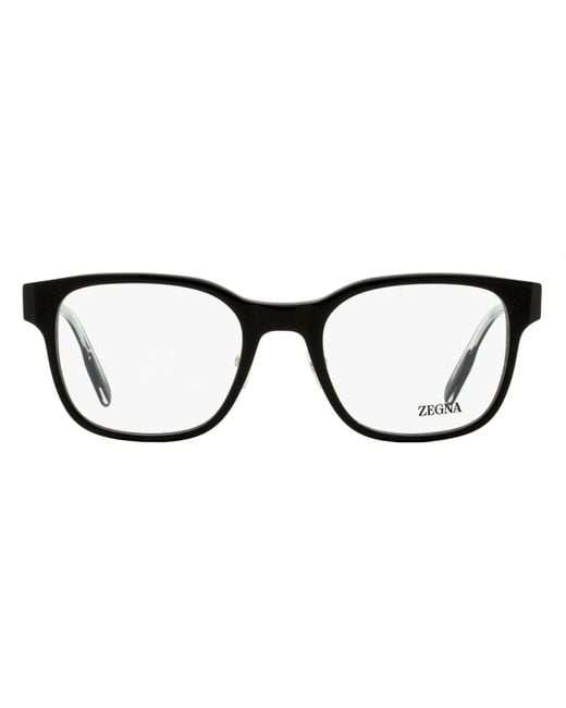 Zegna Black Square Acetate Eyeglasses Ez5253 001 53Mm Plastic (Acetate) for men
