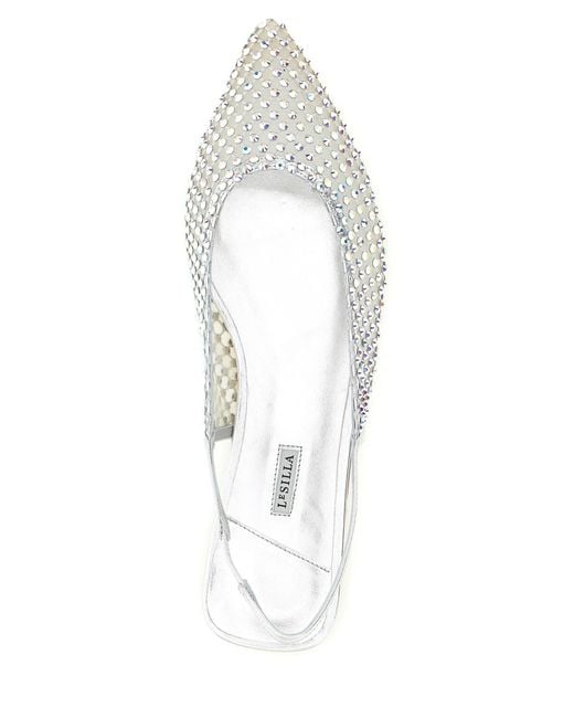 Le Silla White Polyester Ballet Flats
