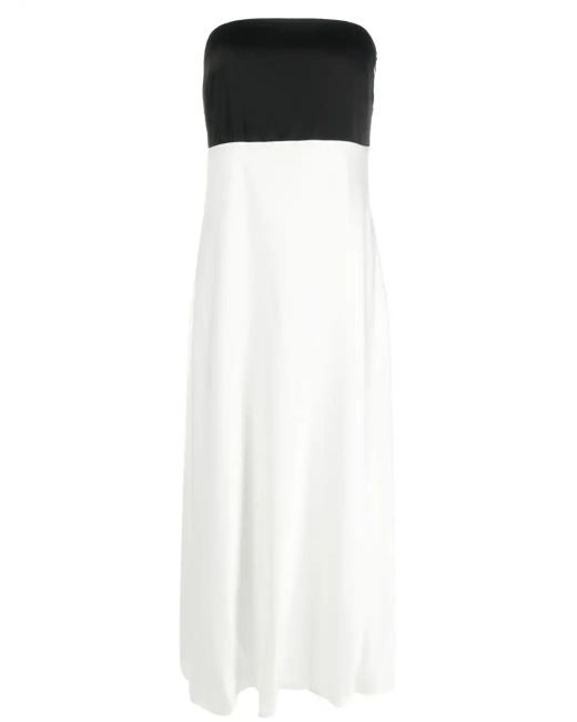 Polo Ralph Lauren White Ralia Strapless Two-tone Satin Gown