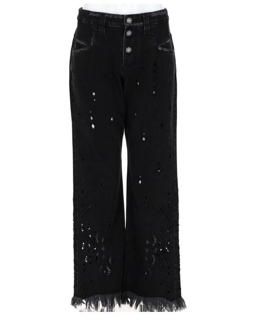 Isabel Marant Black Wide-Leg Trousers Amia Cotton