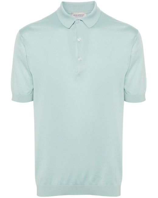 John Smedley Blue Adrian Short Sleeves Shirt for men