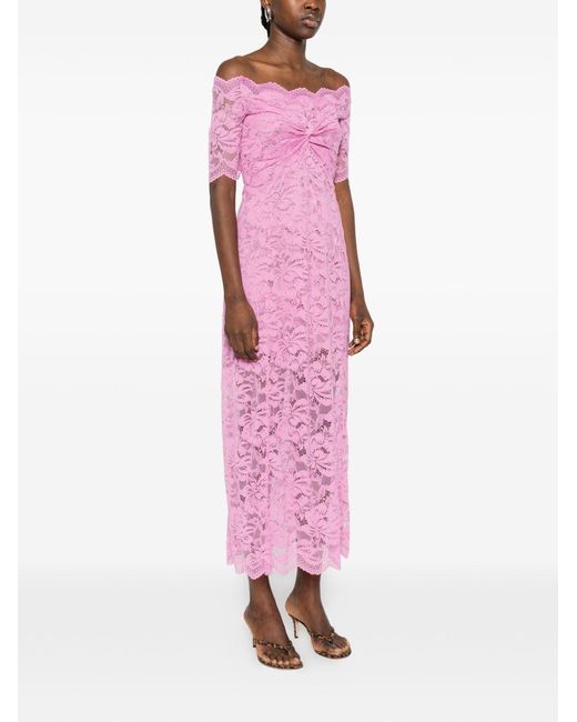 Rabanne Pink Long Off-The-Shoulder Dress