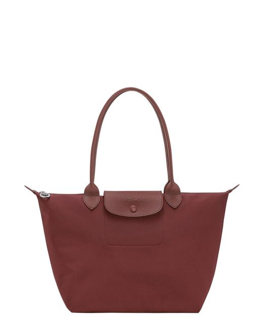 Longchamp Purple Le Pilage One Medium Shoulder Bag With Logo Printed On The Front