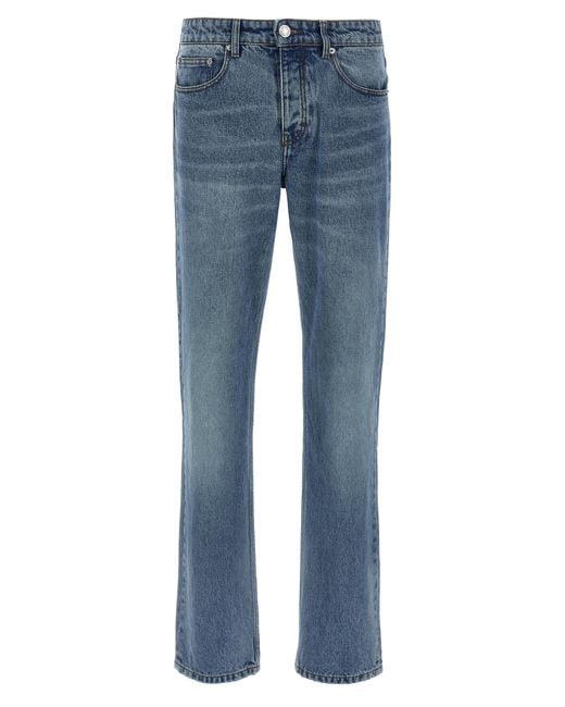 AMI Blue Cotton Straight-Leg Jeans Clothing for men
