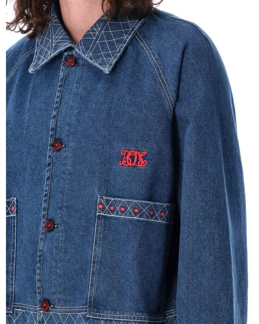 Bode Blue Embroidered Denim Jacket for men
