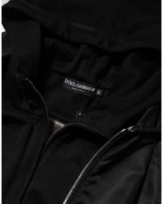 Dolce & Gabbana Black Cotton Hooded Full Zip Bomber Jacket Co+Pa Clothing for men