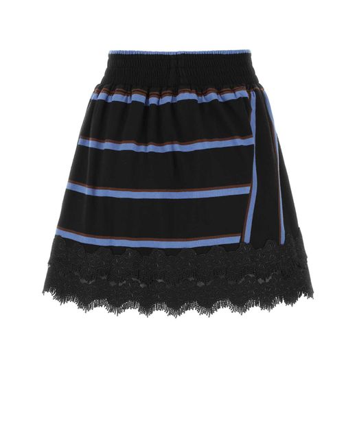 Koche Black Embroidered Cotton Mini Skirt