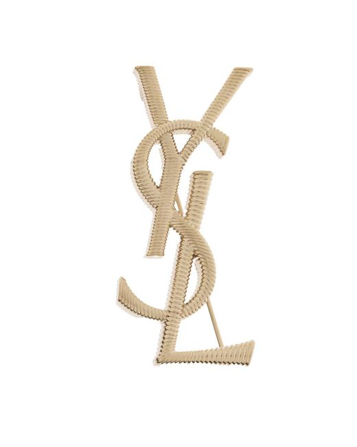Saint Laurent Metallic Logo-Shaped Brooch