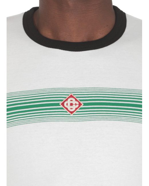 Casablancabrand White Logo Stripe Ringer T-Shirt for men