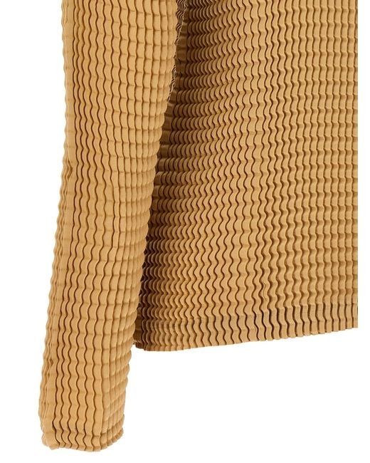 Issey Miyake Brown Suede Like Pleats Blouse