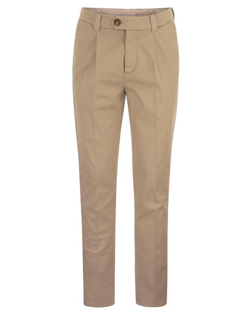 Brunello Cucinelli Natural Garment-Dyed Leisure Fit Trousers for men