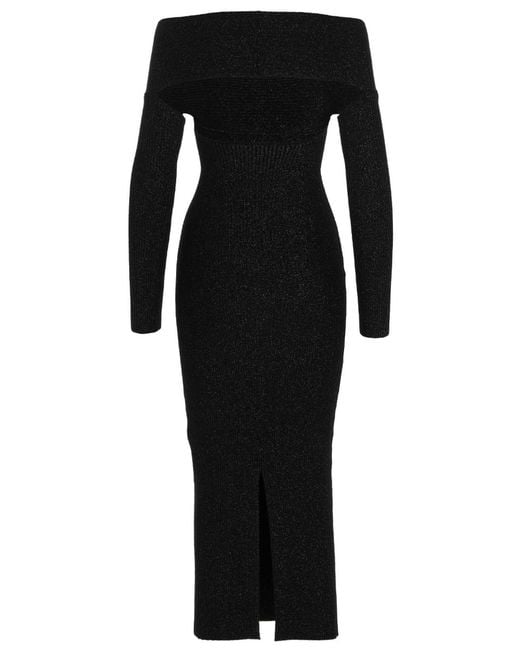 Khaite Black Virgin Wool Midi Skirt