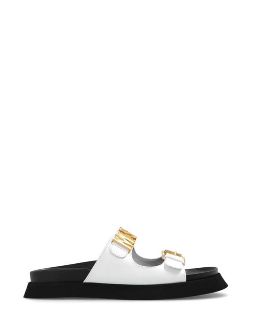Moschino Black Logo Lettering Slip-on Sandals