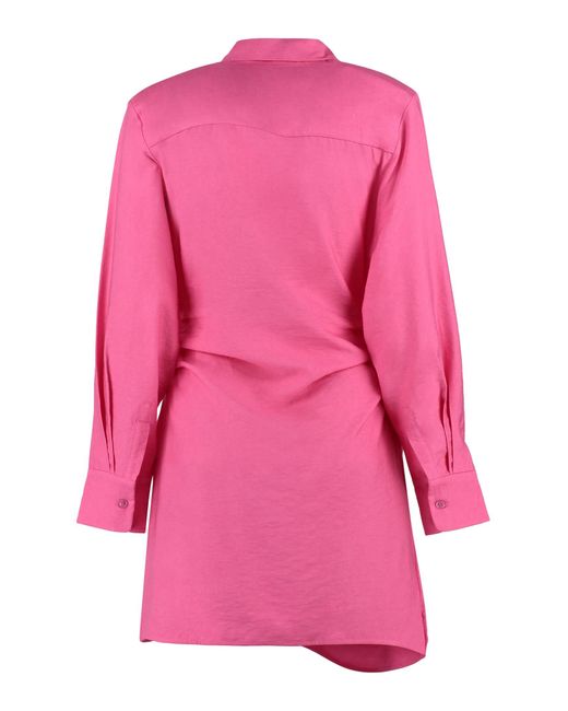Jacquemus Pink Bahia Asymmetric Mini Dress