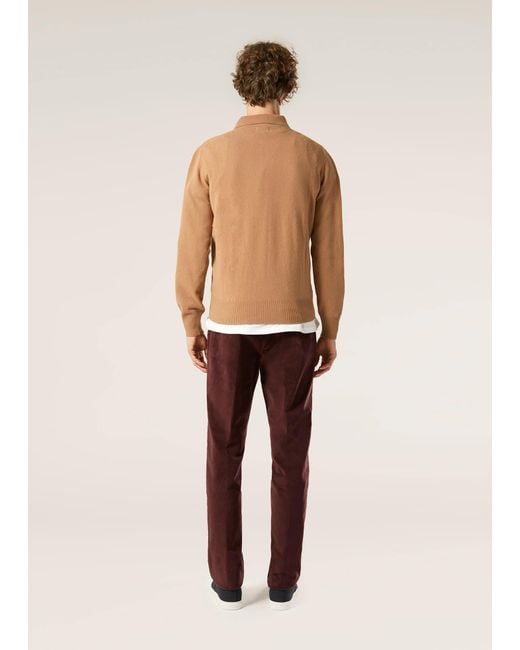 Doppiaa Red Aantioco Burgundy Pleated Stretch Cotton-Corduroy Trousers for men