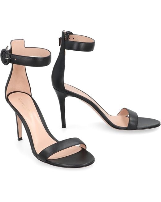 Gianvito Rossi Black Heeled Sandals With Stiletto Heel Leather