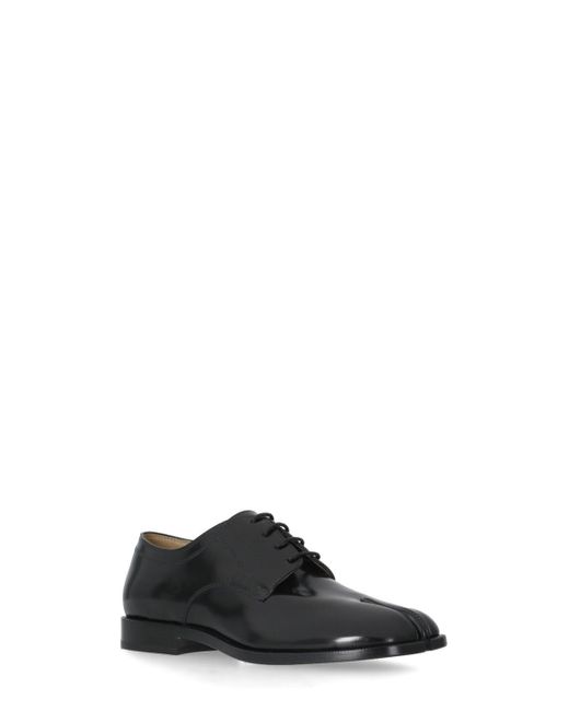 Maison Margiela Black Leather Tabi Laces Up Shoes