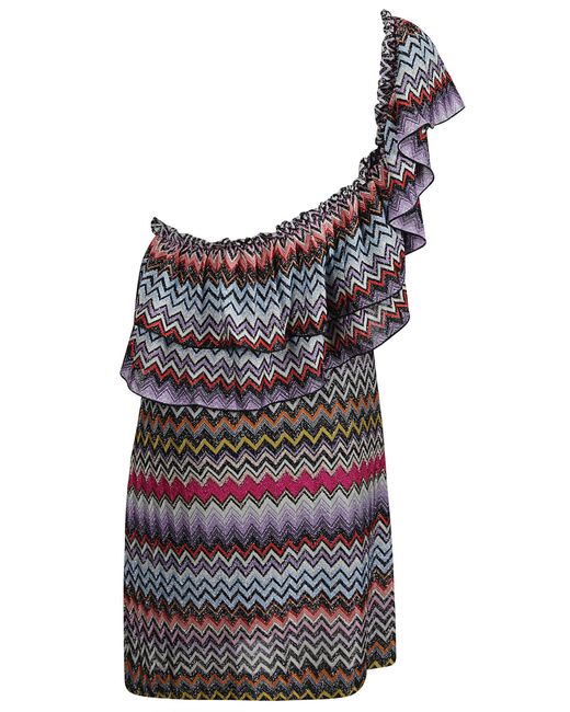 Missoni Multicolor One-Sleeve Printed Dress