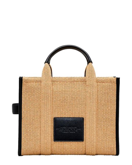 Marc Jacobs Black The Medium Tote Handbag With Logo Lettering Embroidery On The Front And Adjustable And Removable Shoulder Strap