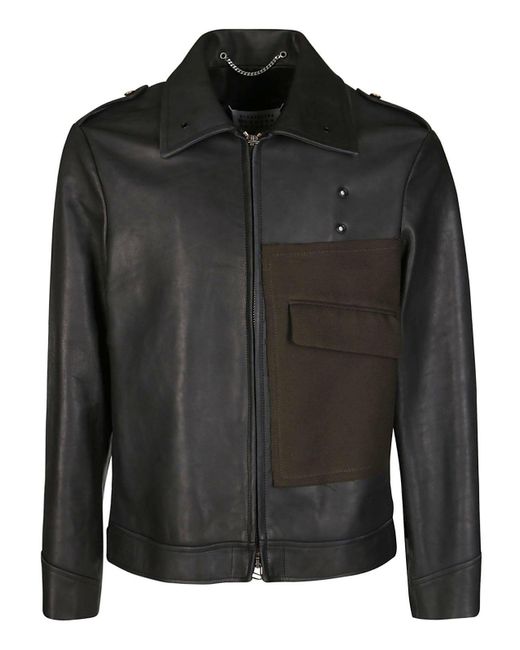 Maison Margiela Black Patch Detailed Zipped Jacket for men