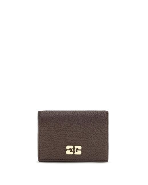 Ganni Multicolor Flap Card Holder Grained Leather Wallet