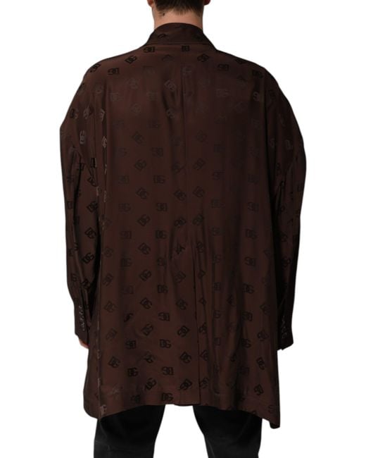 Dolce & Gabbana Brown Logo Print Doublebreasted Blazer for men
