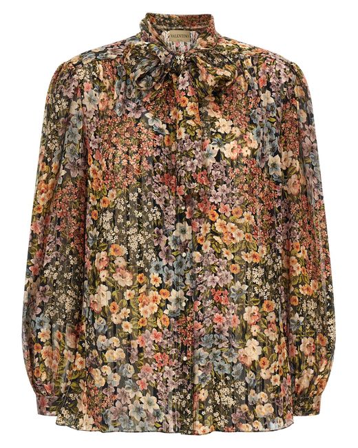 Valentino Garavani Brown Après Lhiver Shirt Silk Metal Fiber Shirt, Blouse