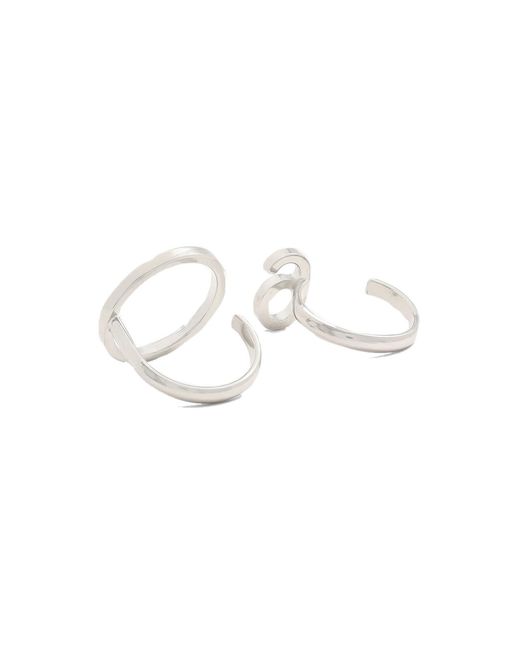Maison Margiela White 6 Logo Set Of 2 Rings