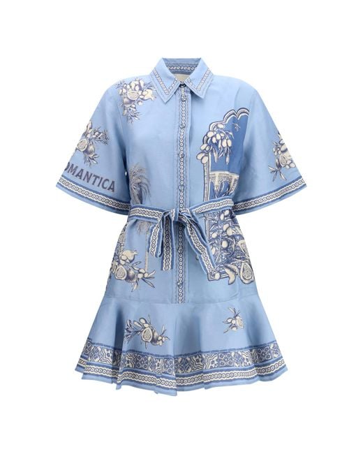 ALÉMAIS Blue Villa Romantica Mini Dress