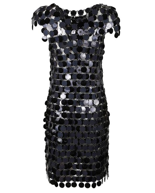 Rabanne Black Disc Embellished Short Dress