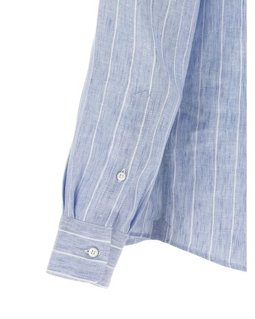 Brunello Cucinelli Blue Linen Blouse for men