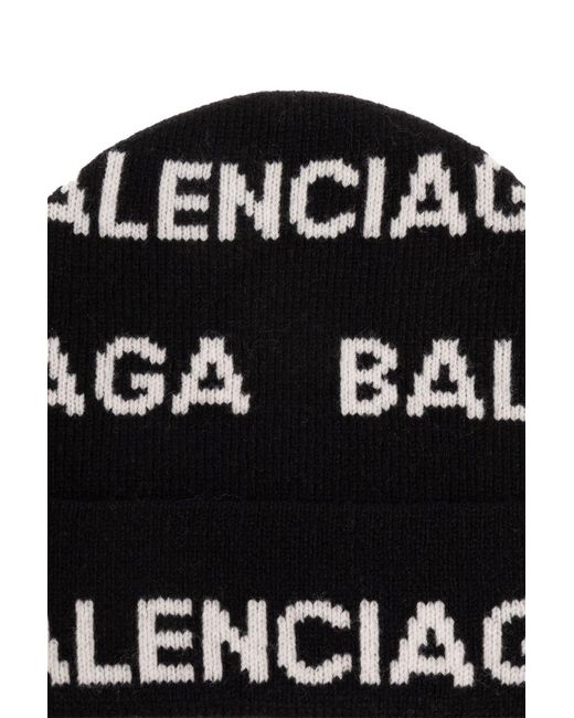 Balenciaga Black Hat With Logo for men