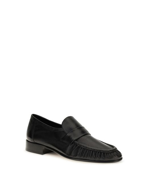 The Row Black Soft Suede Loafers Calf Leather