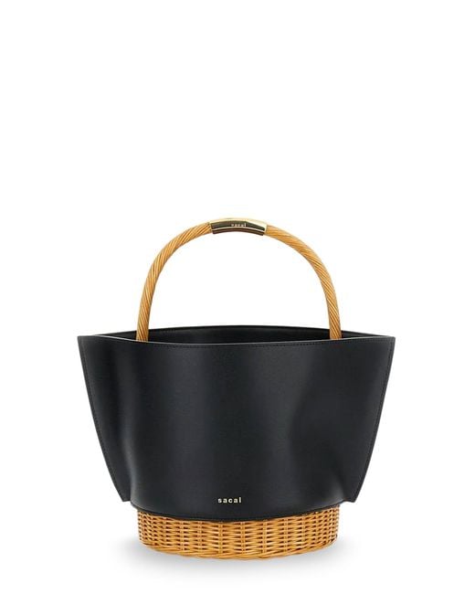 Sacai Blue Leather Crossbody Bag With Logo On The Front