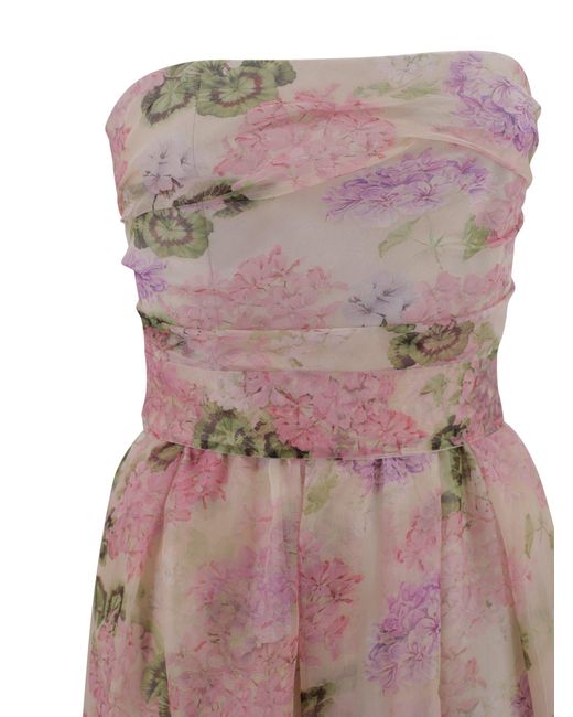 Max Mara Fancy Organza Bustier Dress in Natural | Lyst