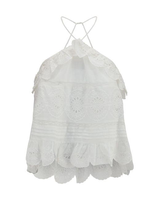 Isabel Marant White Marant Etoile Prisha Ruffle Top