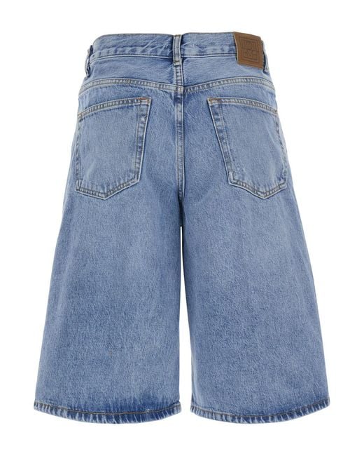Totême Blue Knee-Length Denim Shorts Organic Cotton Jean