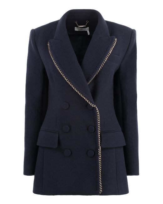 Chloé Blue Double-Breasted Virgin Wool Jacket