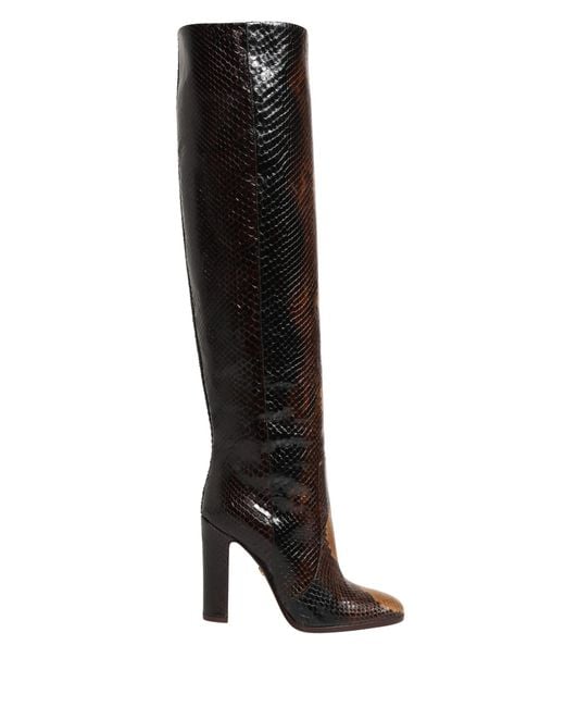 Dolce & Gabbana Black Exotic Leather Knee High Boots Shoes Reticolato Python
