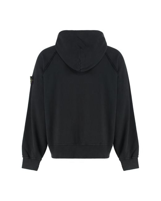 Stone Island Black Cotton Hoodie (Cotton Jumpers for men